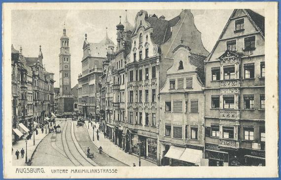 The Untere Maximalianstraße with the umbrella manufactory, the umbrella and bag store Jakob Oberdorfer