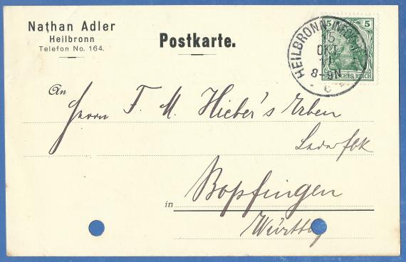 Geschäfts-Postkarte von Nathan Adler