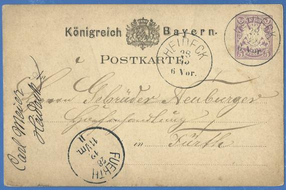 Postcard of a business nature to Mr. Gebrüder Neuburger, Hop Shop