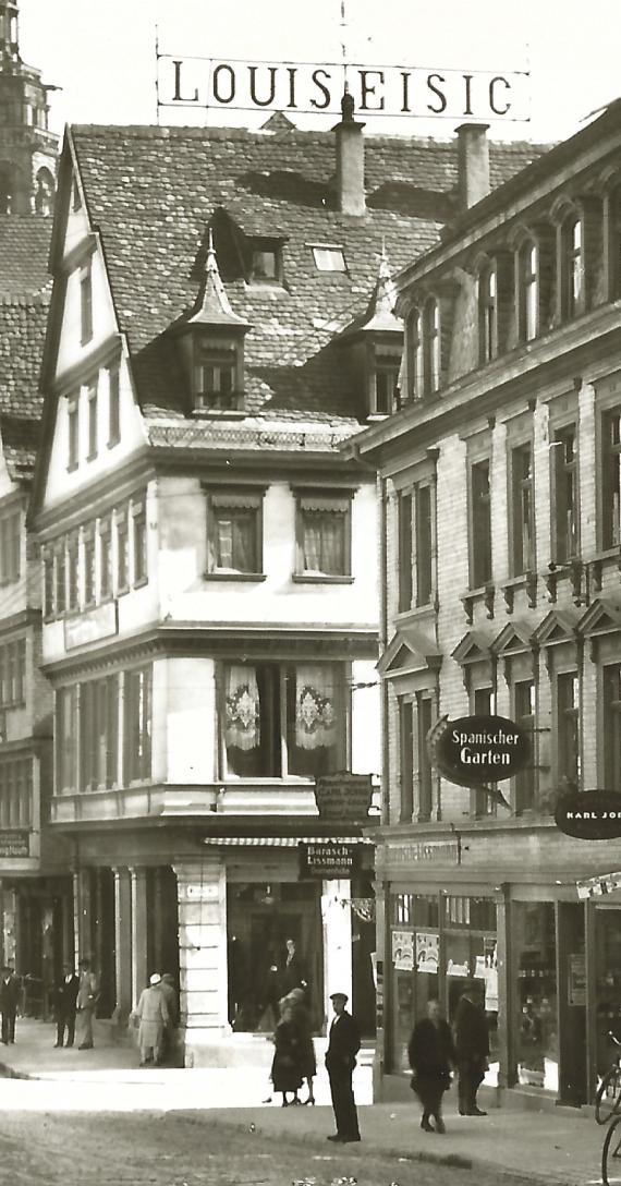 Schwarz-Weiß-Fotografie: Historische Ansichtskarte von Alt-Heilbronn - Untere Kaiserstraße 1927 - Geschäftshaus Louis Eisig in der Kaiserstraße 6