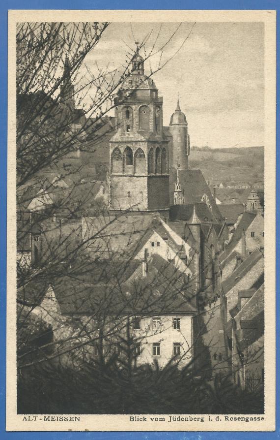 Historical picture postcard of Alt - Meissen around 1925 - view from Jüdenberg to Rosengasse