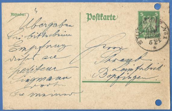 Milton Rohrbacher, postcard of a business nature, mailed March 6, 1925.