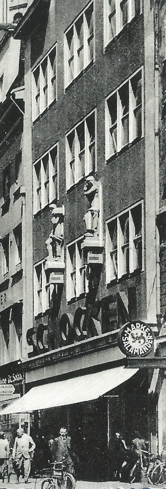 Die Untere Maximilianstraße mit dem Kaufhaus Schocken - Ausschnittvergrößerung Kaufhaus Schocken