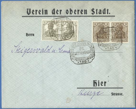 Briefumschlag an Herrn Steigerwald u. Comp., versandt am 25. September 1919