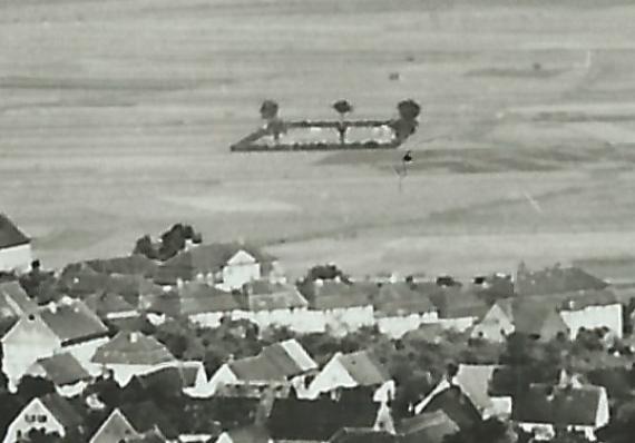 Jewish cemetery Wallerstein at the outskirts of Wallerstein, - detail of an airplane photo