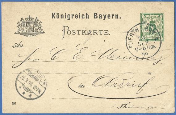 Postkarte geschäftlicher Art von „Moritz Besels" - versandt am 24. September 1896