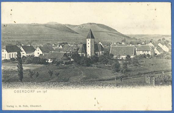 Ansichtskarte - Blick auf Oberdorf am Ipf mit Synagoge - aus der Zeit um 1912