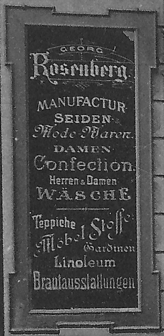 Advertising sign of the manufactured goods store Georg Rosenberg