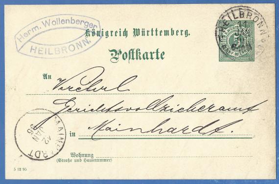 Postkarte geschäftlicher Art von Hermann Wollenberger