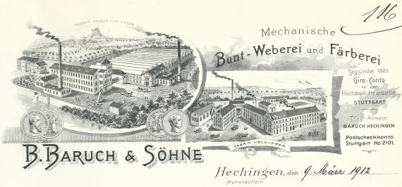 Mechanische Bunt-Weberei und Färberei B. Baruch & Söhne Hechingen - Ausschnittvergrößerung 