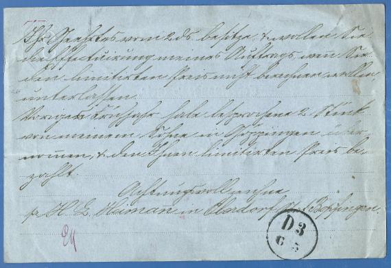 Correspondence card of business nature to Mr. H. L. Aschrott, - mailed May 3, 1871 - back of card