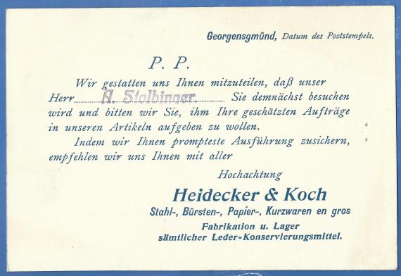 Geschäfts-Postkarte von Heidecker & Koch