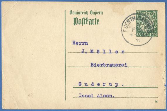 Postcard of a business nature from S. Sahlmann, Hopfenhandlung - mailed February 8, 1917.