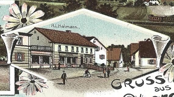 Historical picture postcard "Gruss aus Oberdorf" with several views