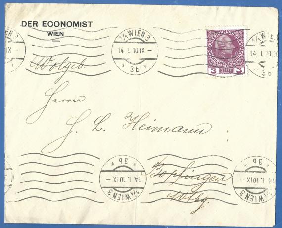 Envelope addressed to Wohlgeb. Herr H.L. Heimann