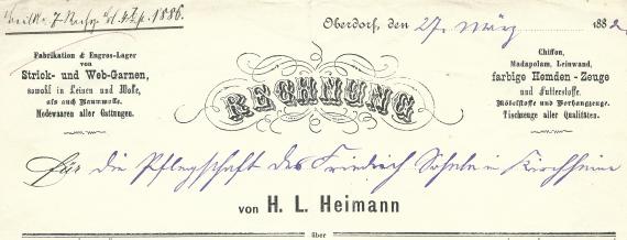 Invoice header with product overview 1882