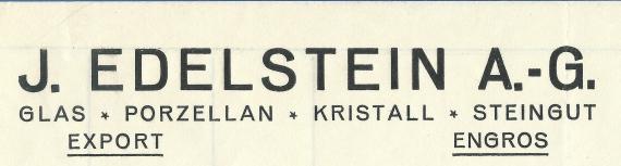 Rechnung der J. Edelstein A.-G.vom 7. Januar 1932 - Ausschnittvergrößerung Rechnungkopf