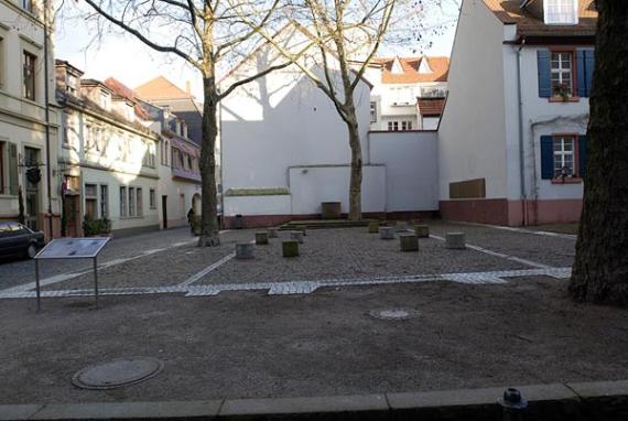 Heidelberg memorial. The synagogue stood here for 224 years. It was destroyed during Kristallnacht. 