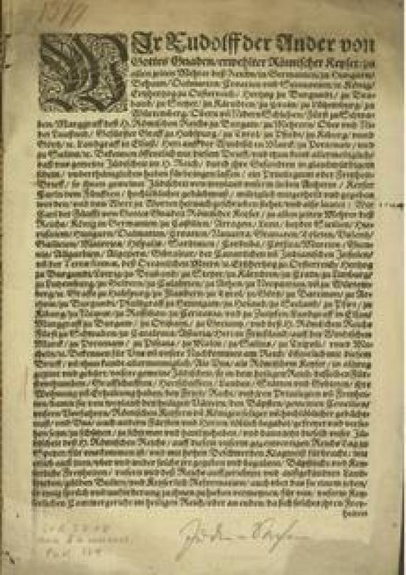 Großes Speyrer Judenprivileg von 1544, Insert in der Bestätigung von 1548, Seite 1 von 7