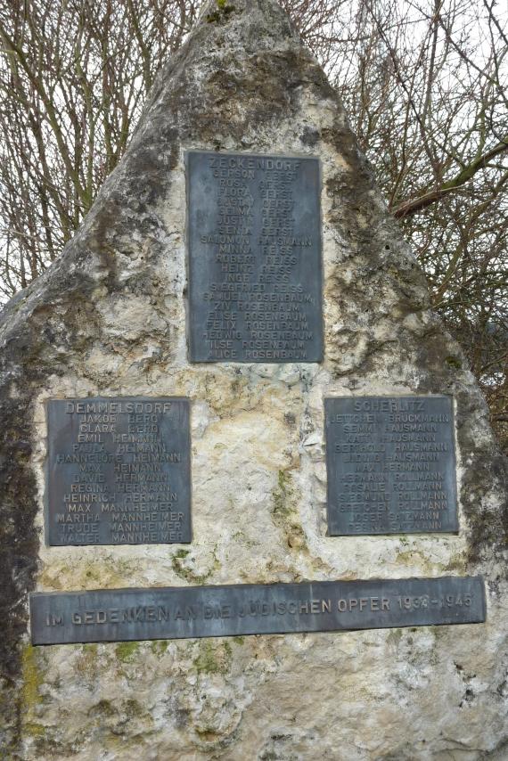 Gedenkstein für die ermordeten jüdischen Bürger aus Zeckendorf, Demmelsdorf und Scheßlitz