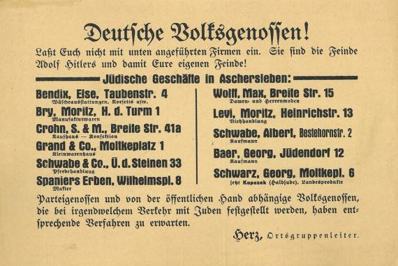 Flyer from Aschersleben from December 1937, circulation: 10,000 copies