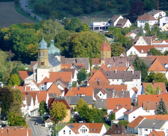 Blick auf die Innenstadt Lauchheims