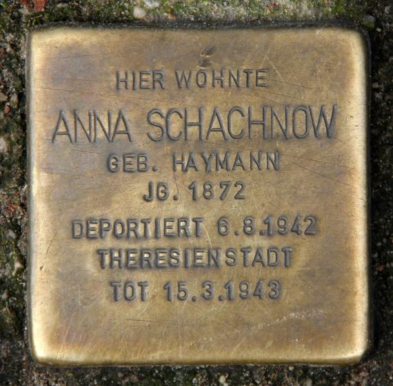 Stumbling Stone Ansbacher Str 18 (Schön) Anna Schachnow