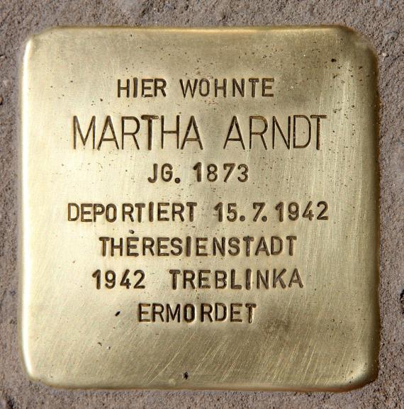 Stolperstein Ansbacher Str 34 (Schön) Martha Arndt