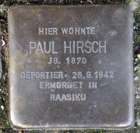 Stolperstein Bülowstr 4 (Schön) Paul Hirsch