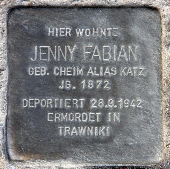 Stolperstein Bülowstr 88 (Schön) Jenny Fabian