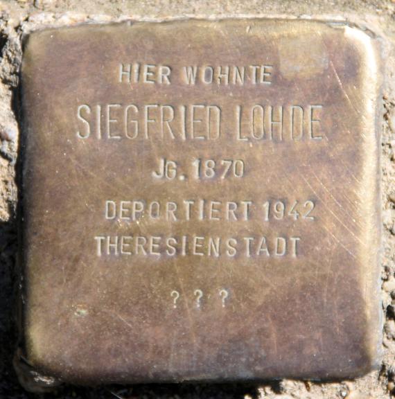 Stumbling Stone Barbarossastr 53 (Schön) Siegfried Lohde
