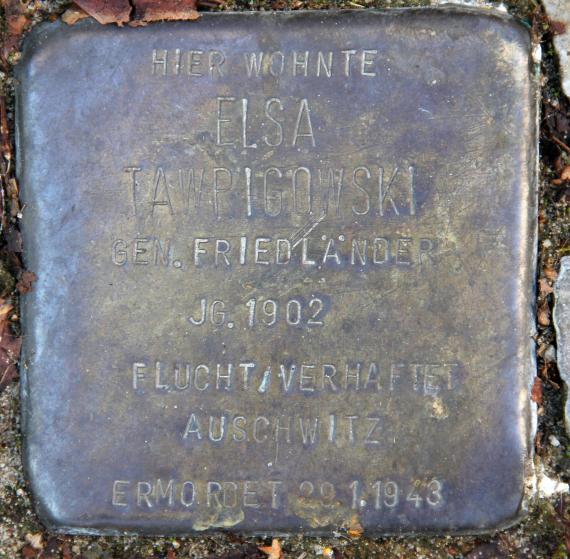 Stumbling Stone Barbarossastr 8 (Beautiful) Elsa Tawrigowski