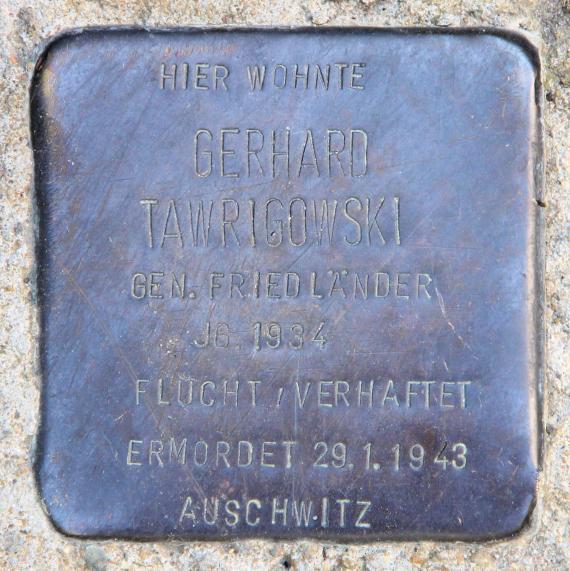 Stumbling Stone Barbarossastr 8 (Schön) Gerhard Tawrigowski