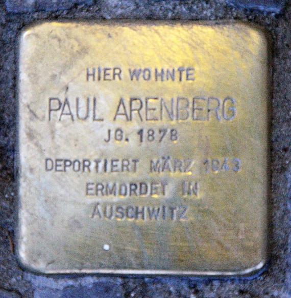 Stolperstein Bastianstr 11 (Gesbr) Paul Arenberg