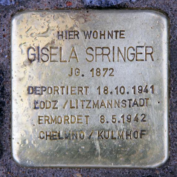 Stumbling Stone Bayreuther Str 42 (Schön) Gisela Springer