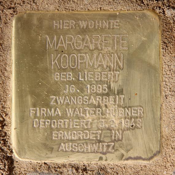 Stolperstein Beckerstr 5 (Schön) Margarete Koopmann