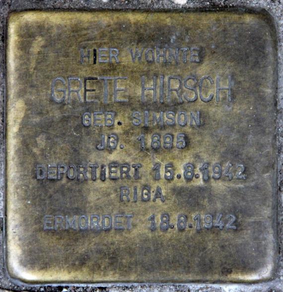 Stolperstein Belziger Str 39 (Schön) Grete Hirsch