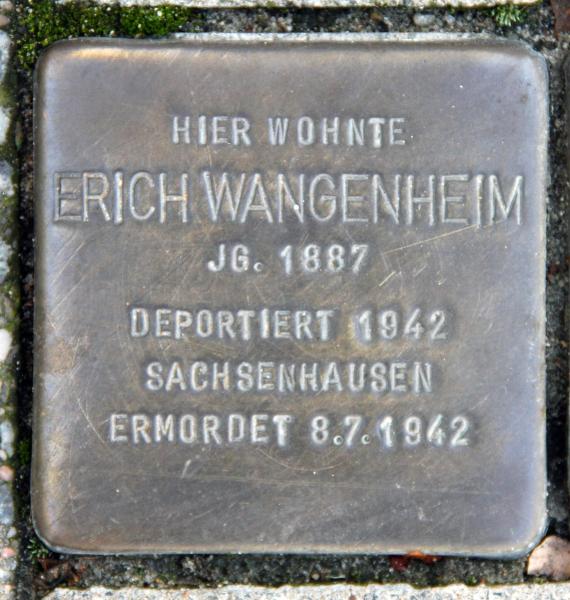 Stolperstein Berliner Str 20 (Hermd) Erich Wangenheim