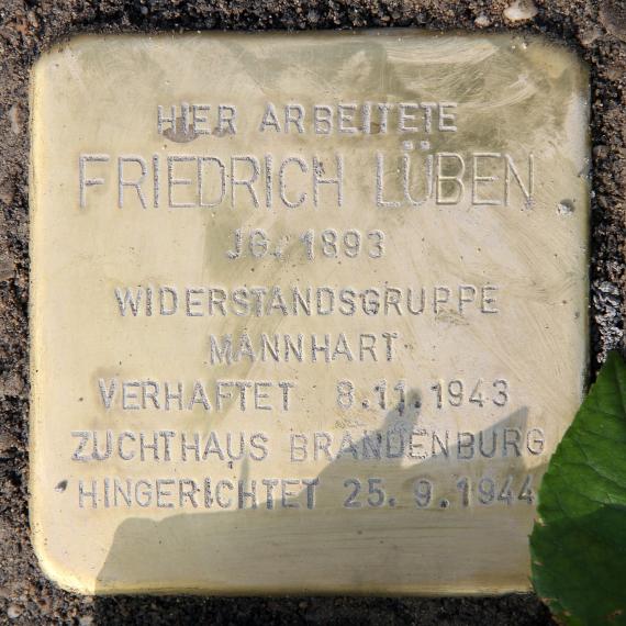 Stolperstein Berliner Str 26 (Tegel) Friedrich Lüben