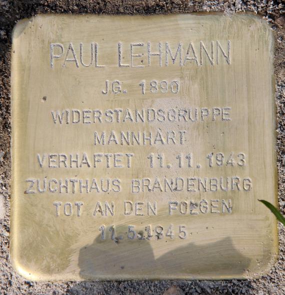 Stolperstein Berliner Str 26 (Tegel) Paul Lehmann
