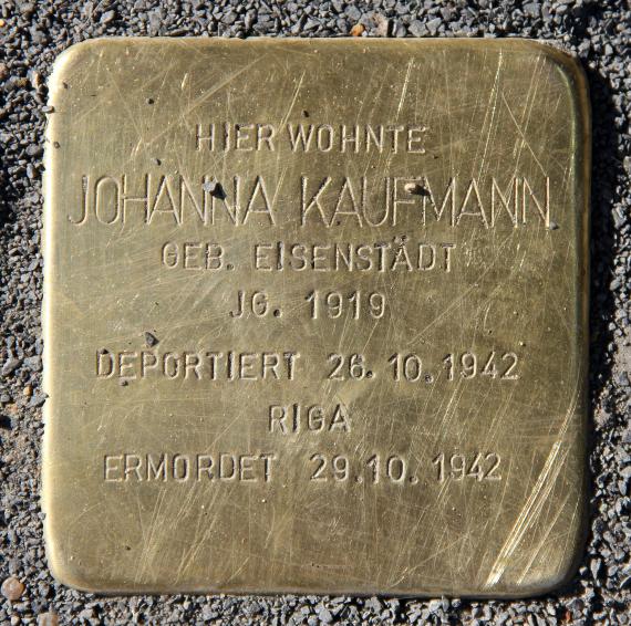 Stolperstein Boxhagener Str 50 (Frhai) Johanna Kaufmann
