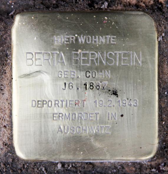 Stumbling Stone Cheruskerstr 33 (Schön) Berta Bernstein