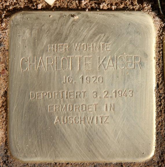 Stolperstein Christburger Str 48 (Prenz) Charlotte Kaiser