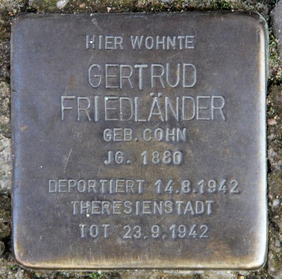 Stolperstein Cranachstr 58 (Schön) Gertrud Friedländer