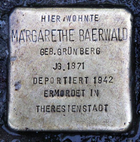 Stolperstein Dörpfeldstr 23 (Adler) Margarethe Baerwald
