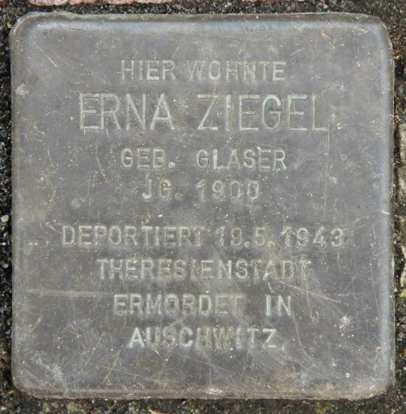 Stolperstein Danneckerstr 21 (Friedr) Erna Ziegel