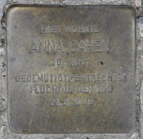 Stolperstein Derfflingerstr 16 (Tierg) Anna Cahen