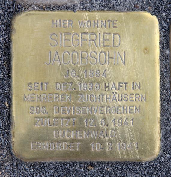 Stolperstein Dietzgenstr 20 (Nieds) Siegfried Jacobsohn