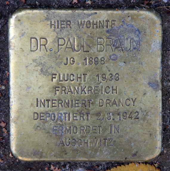 Stolperstein Else-Lasker-Schüler-Str 11 (Schön) Paul Braun