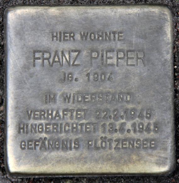 Stolperstein Emmentaler Str 101 (Reind) Franz Pieper